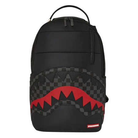 BLACK PUFFER GREY CHECK BACKPACK
